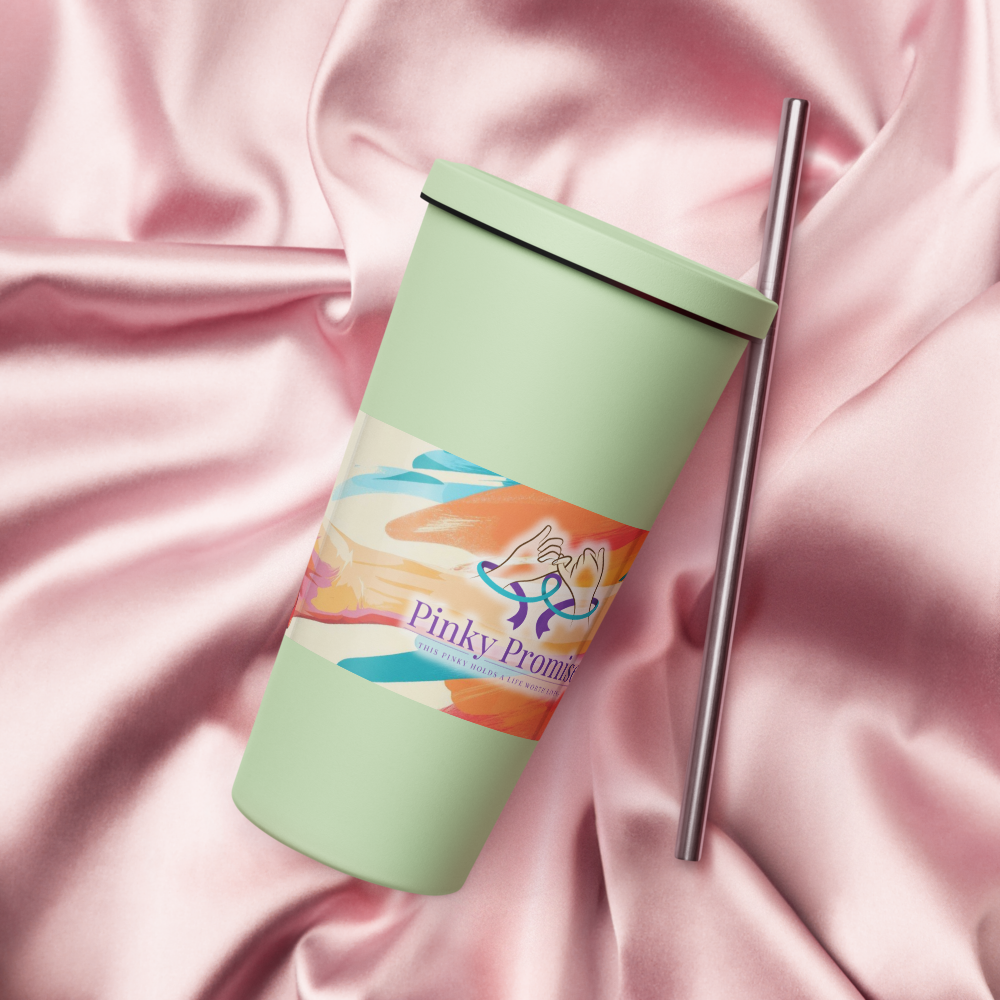 Insulated tumbler with a straw